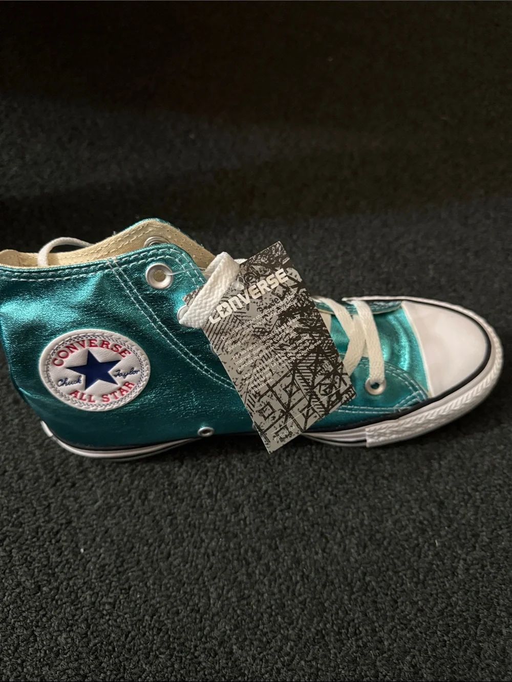 Converse Women's Metallic Teal High-Top Sneakers - White Accents - Picture 5 of 8